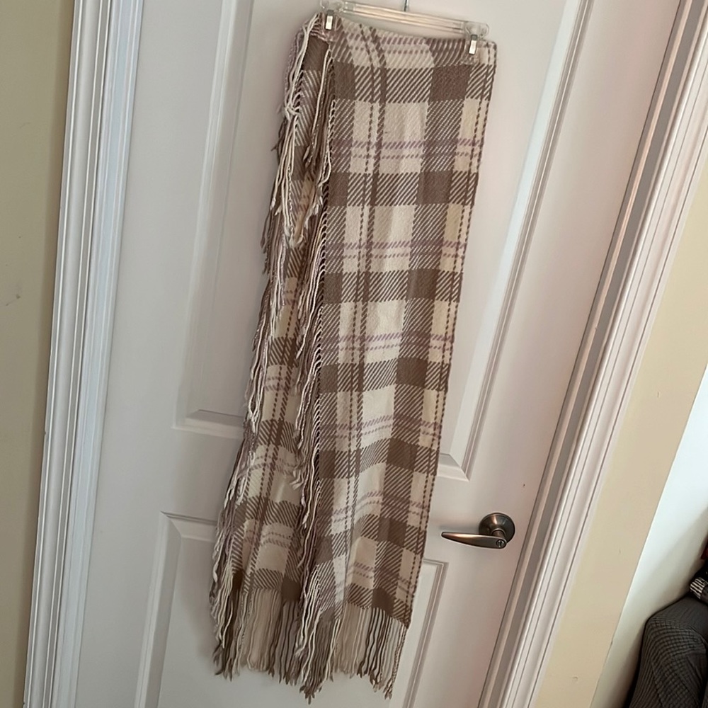 Cream and tan plaid scarf